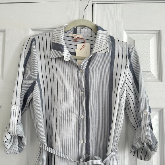 NWT Skies are Blue White and Navy Striped Shirt Dress size XS - Picture 4 of 7